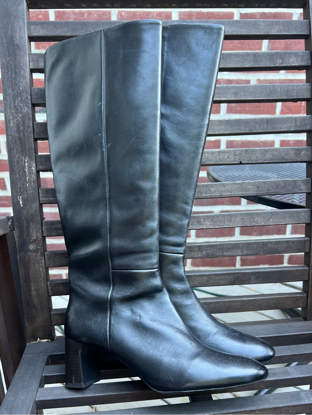 Boden Leather Black Heeled Boots